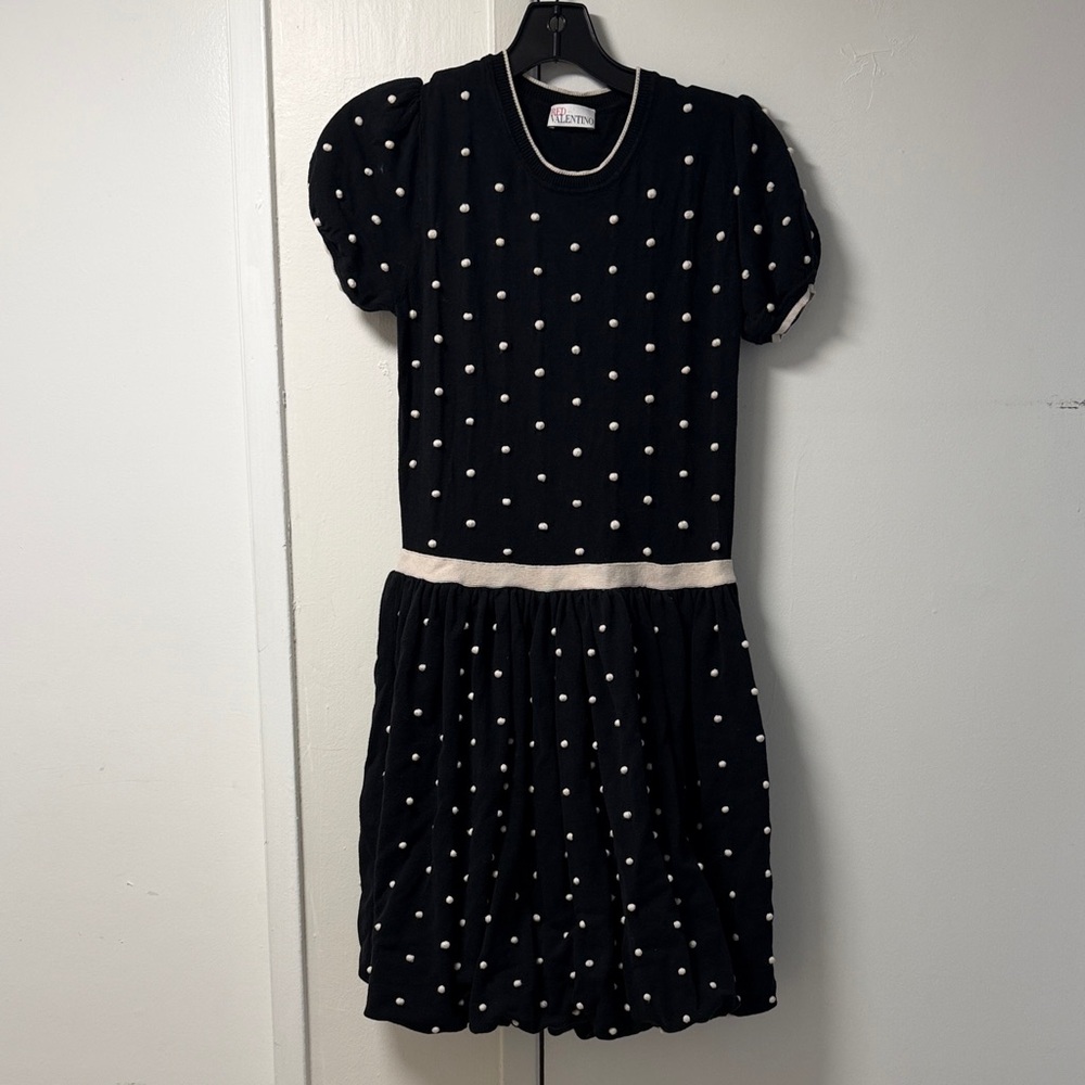 RED Valentino Black Dress with White Polka Dots Medium